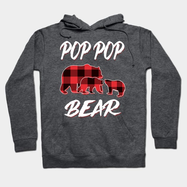 Pop Pop Bear Red Plaid Christmas Pajama Matching Family Gift Hoodie by intelus